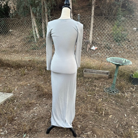 Elegant & Long Shimmering Silver Wrap Dress by KOUKLA - Picture 4 of 5